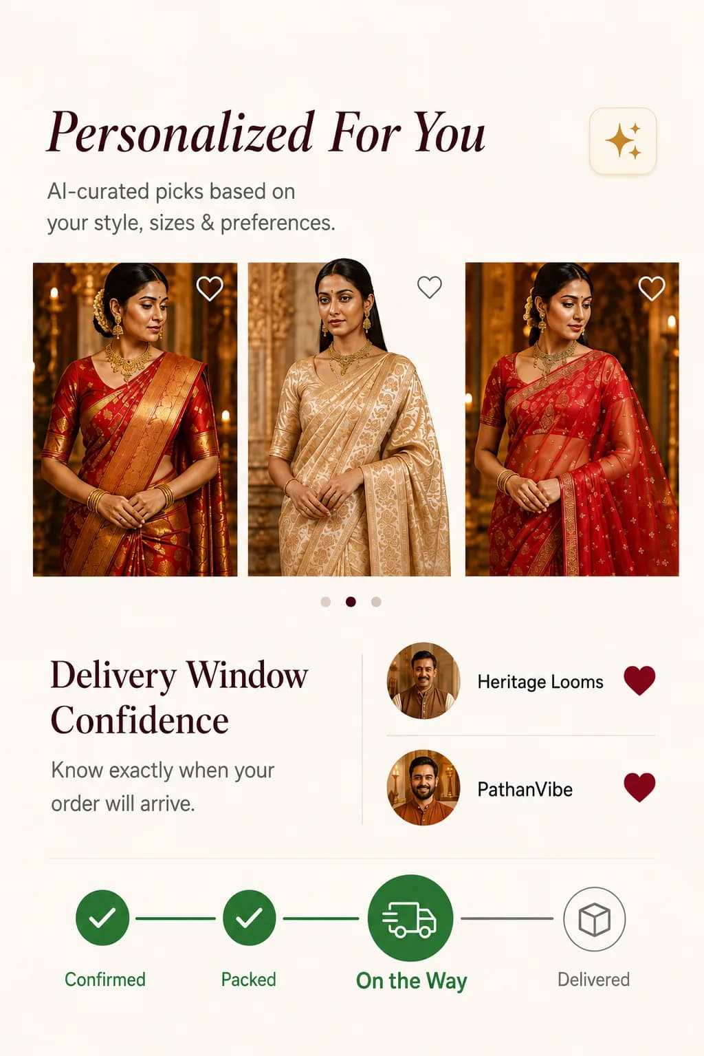 Personalized For You — AI-curated picks and Delivery Window Confidence tracker